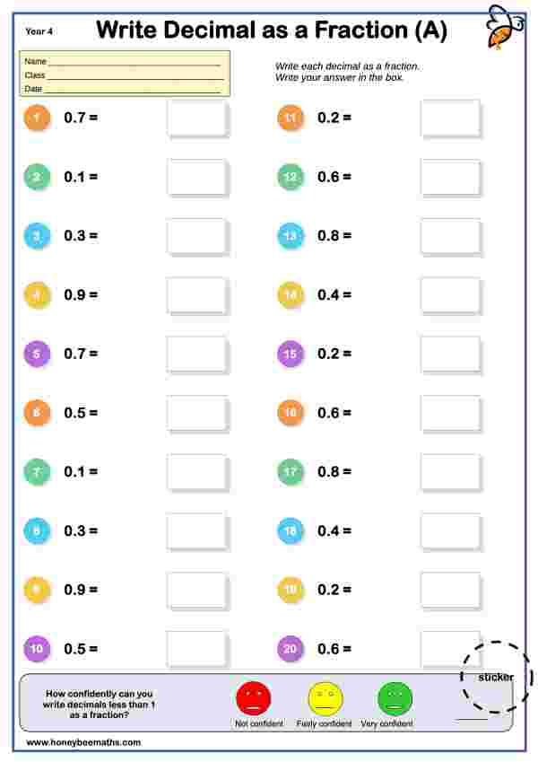 Write Decimal as a Fraction (A)